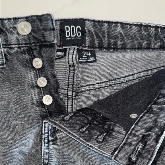 BDG Women's Distressed Summer Cutoff Grey Denim Shorts - Picture 4 of 7